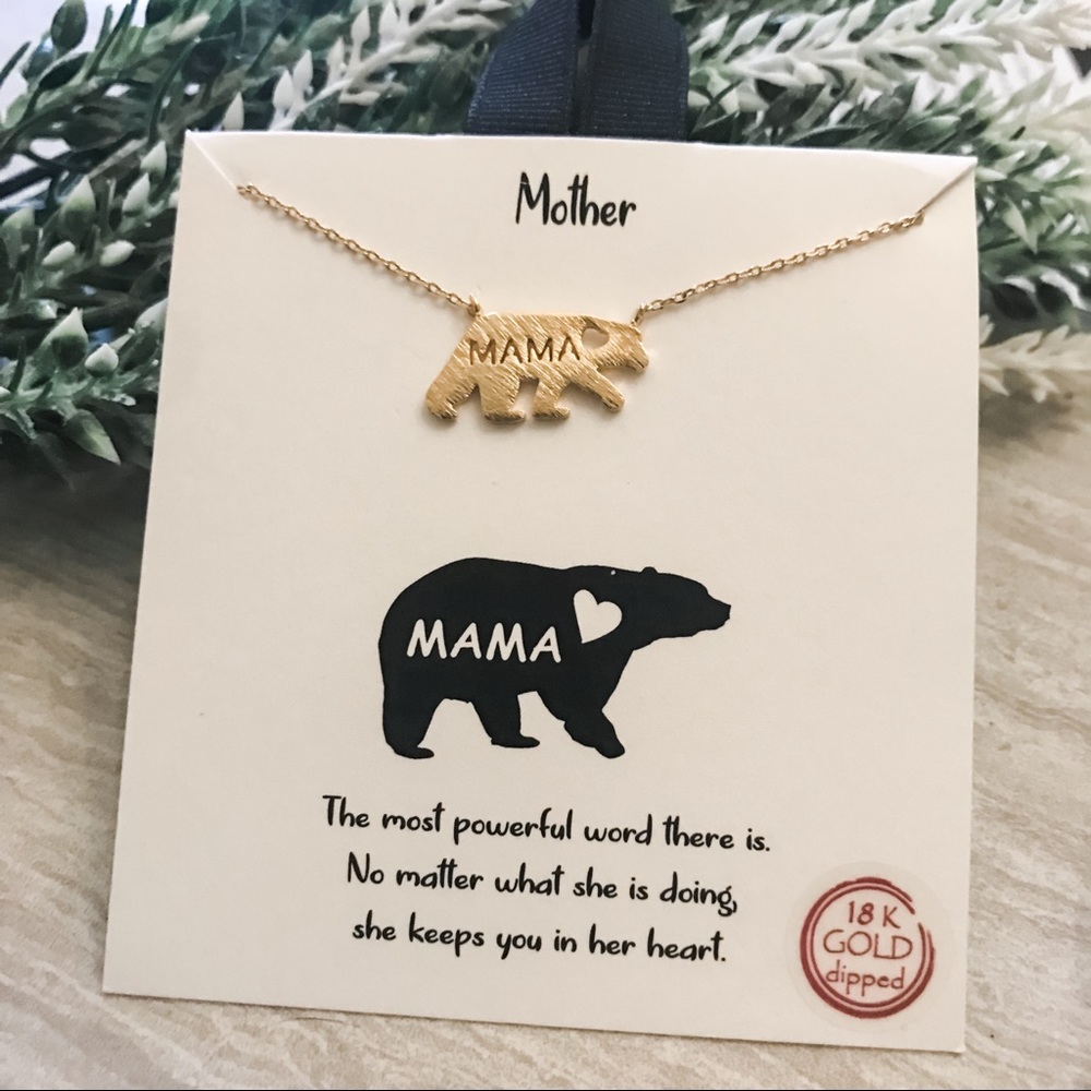 Gold Dipped Mama Bear Charm Necklace